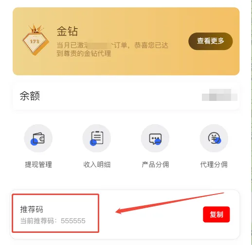 通过172号卡金钻推荐码555555，可以直接注册成功一级账号吗？